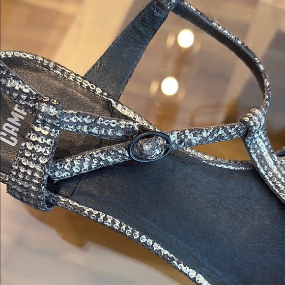 Camper grey and silver textured Sandals with rubber heel - Picture 2 of 4